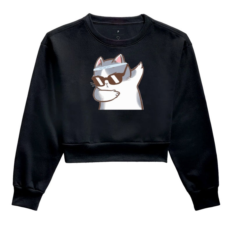 Moletom Cropped - Gato Divertido