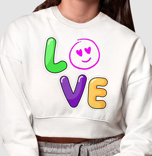 Moletom Cropped - Love Emoji