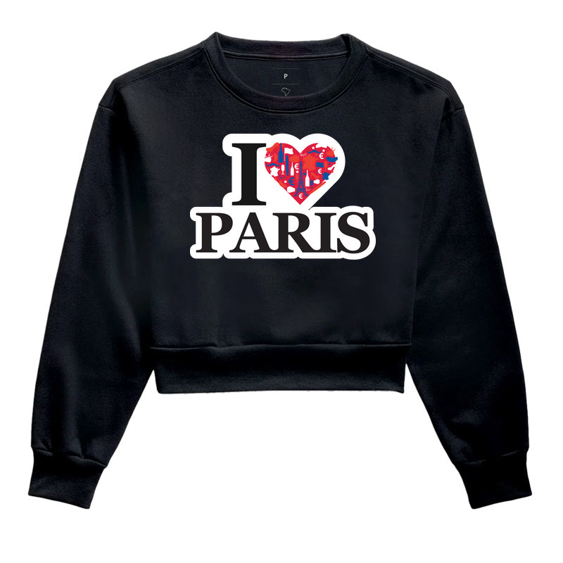 Moletom Cropped - I love Paris