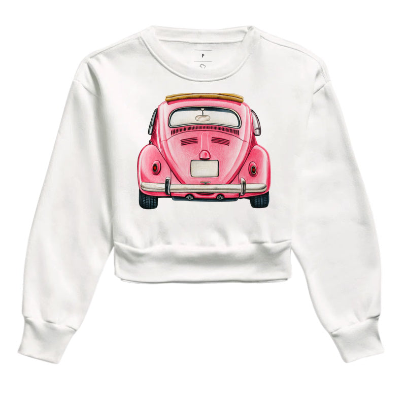 Moletom Cropped - Fusca Rosa