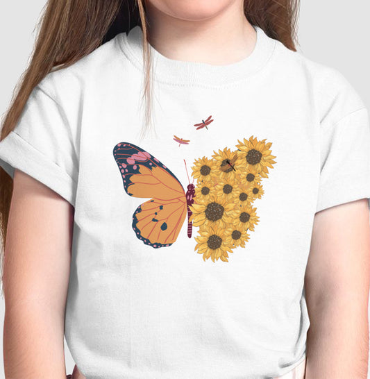 Camiseta Infantil - Borboleta com Flores