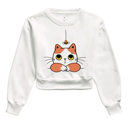 Moletom Cropped - Gato com Aranha